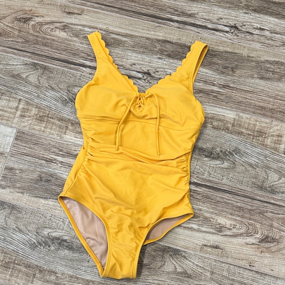 Yellow Scallop One Piece Swimsuit